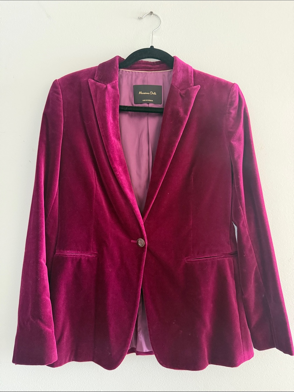 Massimo Dutti Velvet Blazer in Berry